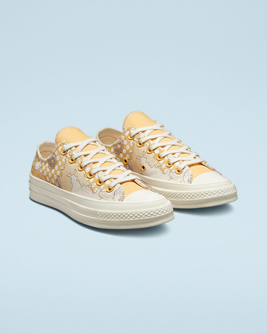 Dámské Boty Nízké Converse Chuck 70 Crafted Florals Mango Černé | CZ IJQ3124